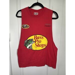 VTG NASCAR Martin Truex Jr. Bass Pro Shops Cut Off Shirt Size Medium Red Chase